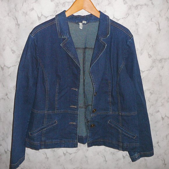 Denim Jean Jacket Coat St. John's Bay size XL Long Sleeve - Picture 1 of 8